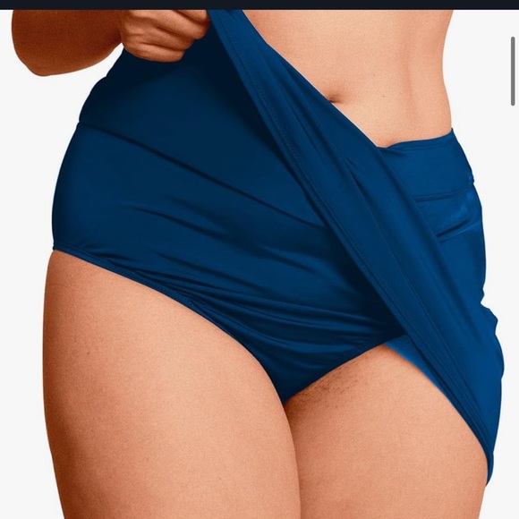 Keeprone swim skirt mid waist tankini bottom 20W Navy Blue - Picture 3 of 11